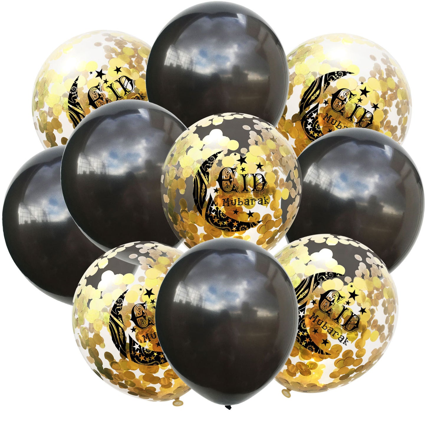 12-Inch Ramadan Kareem Clear Confetti Latex Balloons