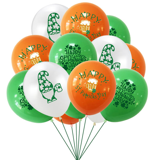 12-Inch St. Patrick's Day Printed Latex Party Balloons - 10 Pack