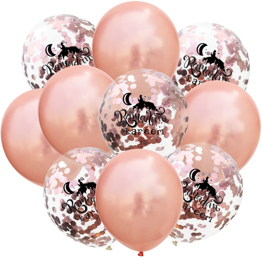 12-Inch Ramadan Kareem Clear Confetti Latex Balloons