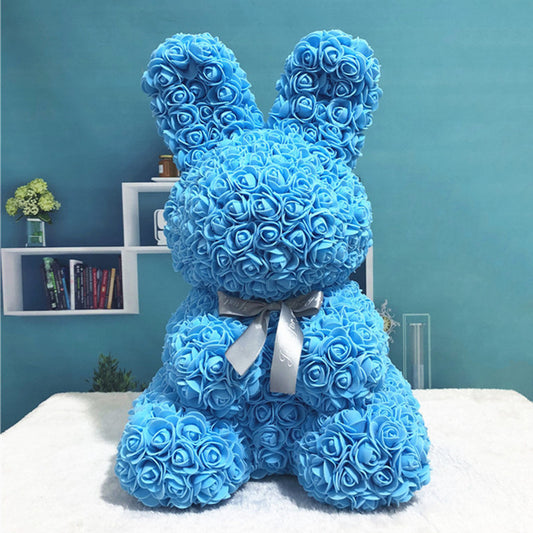 Artificial Foam Rose Rabbit Figure - Anniversary & Valentine's Gift