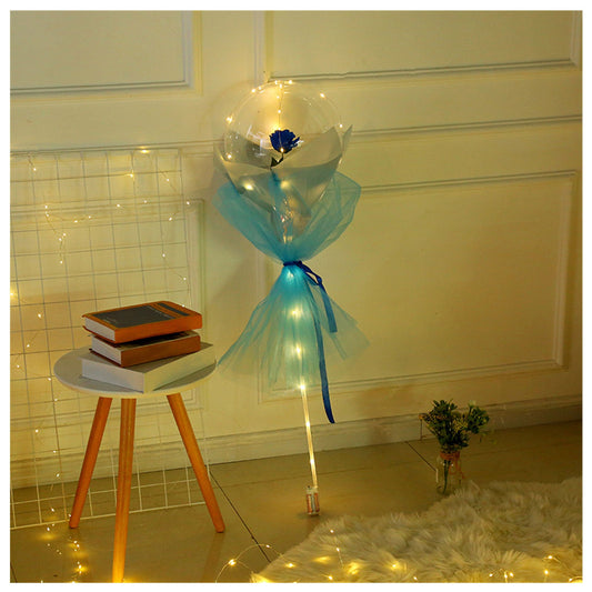 LED Luminous Clear Balloon with Artificial Rose - DIY Gift Kit