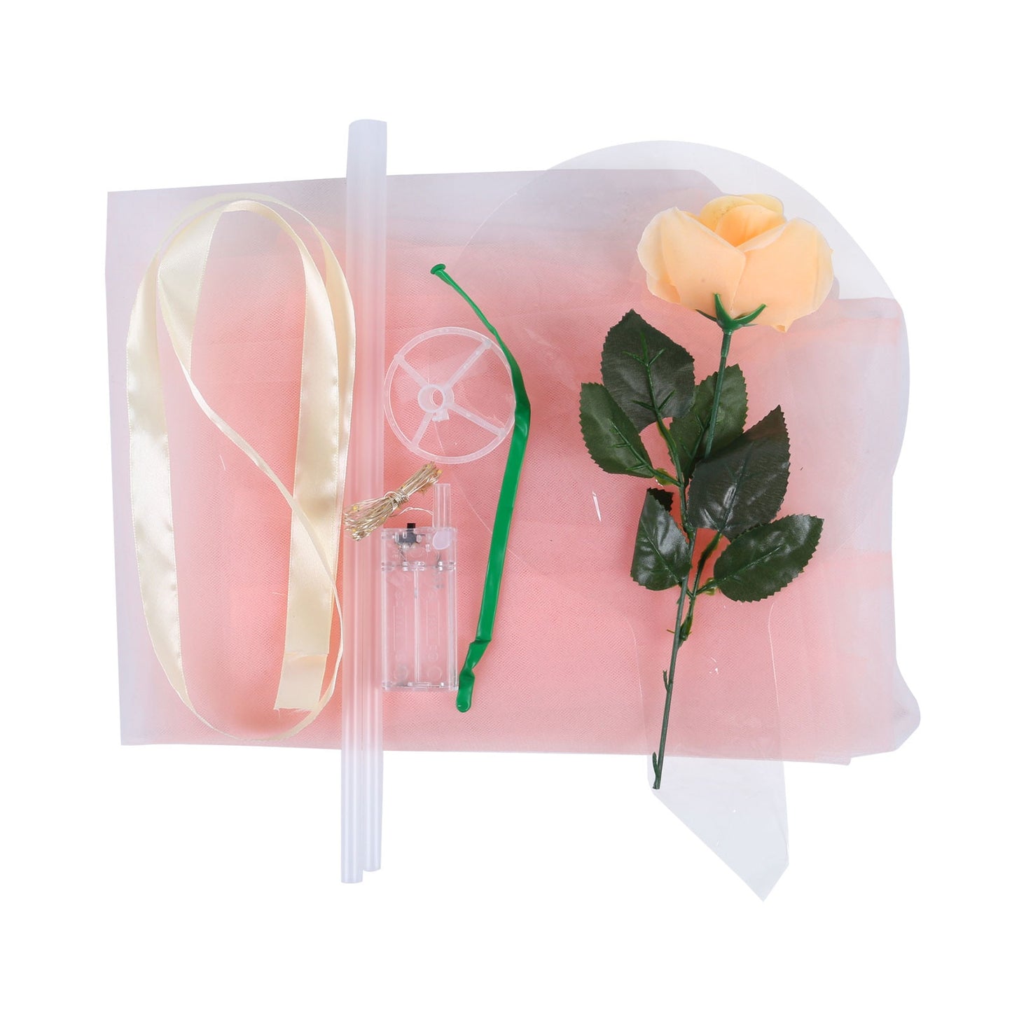 LED Luminous Clear Balloon with Artificial Rose - DIY Gift Kit