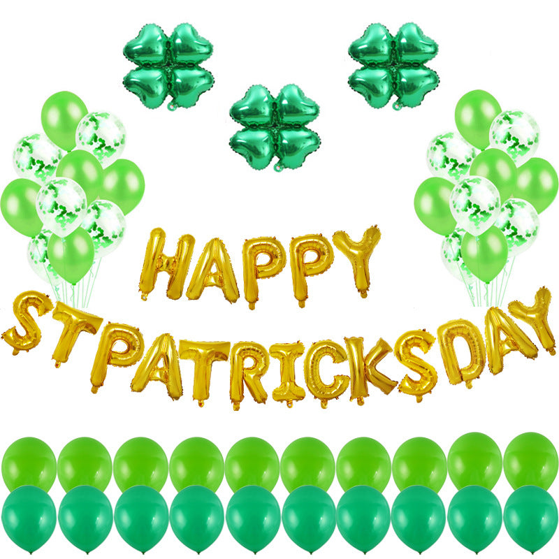 St. Patrick's Day Foil Letter & Clover Balloon Garland Party Kit