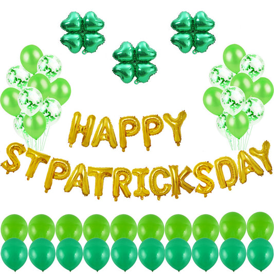 St. Patrick's Day Foil Letter & Clover Balloon Garland Party Kit