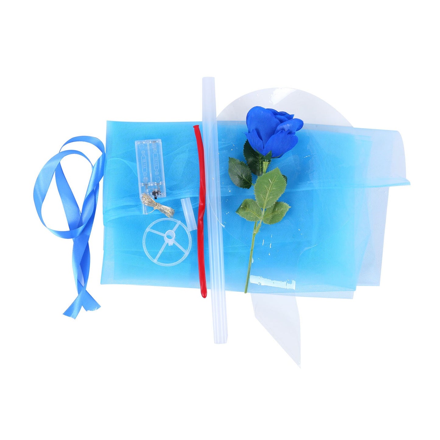 LED Luminous Clear Balloon with Artificial Rose - DIY Gift Kit