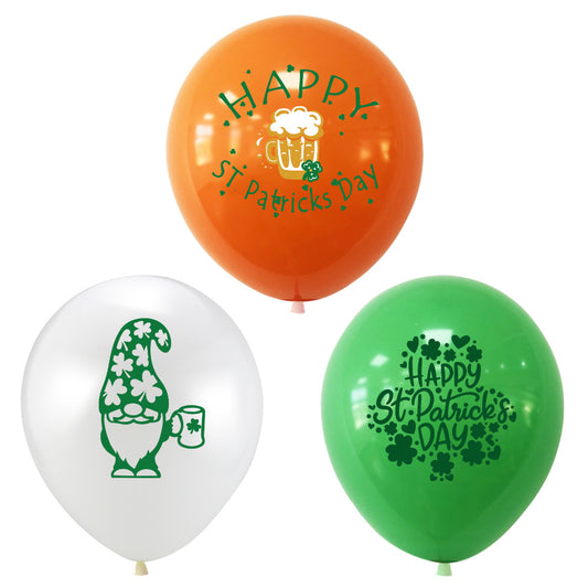 12-Inch St. Patrick's Day Printed Latex Party Balloons - 10 Pack