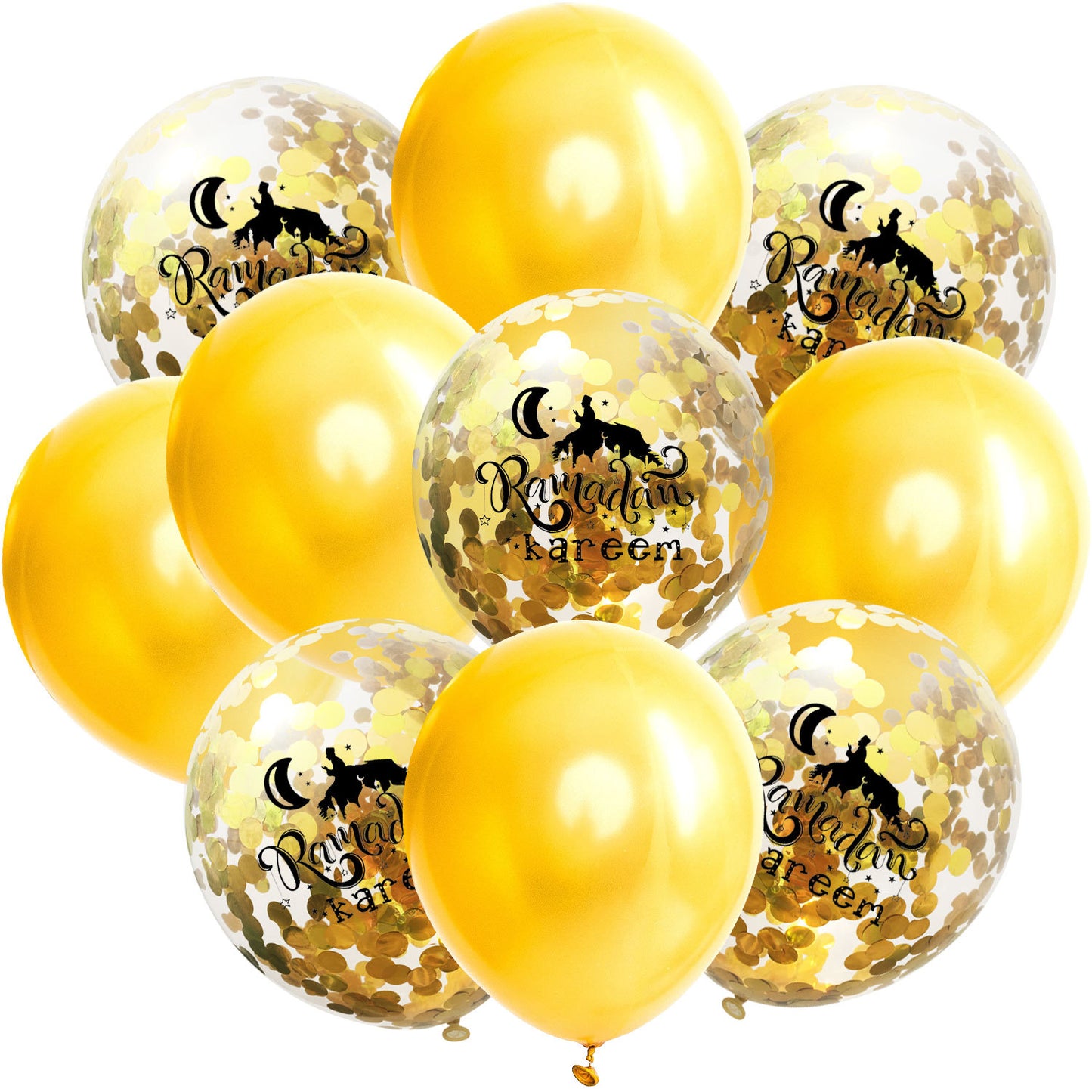 12-Inch Ramadan Kareem Clear Confetti Latex Balloons