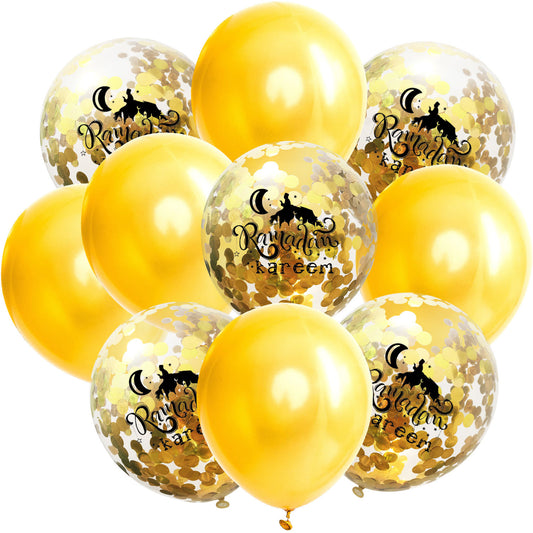 12-Inch Ramadan Kareem Clear Confetti Latex Balloons