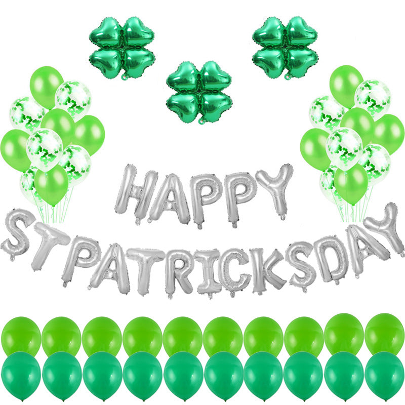 St. Patrick's Day Foil Letter & Clover Balloon Garland Party Kit