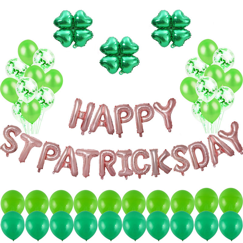 St. Patrick's Day Foil Letter & Clover Balloon Garland Party Kit