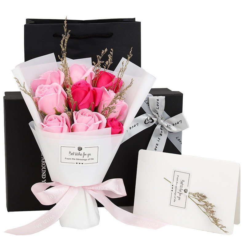 9-Rose Eternal Soap Flower Bouquet - Image 11